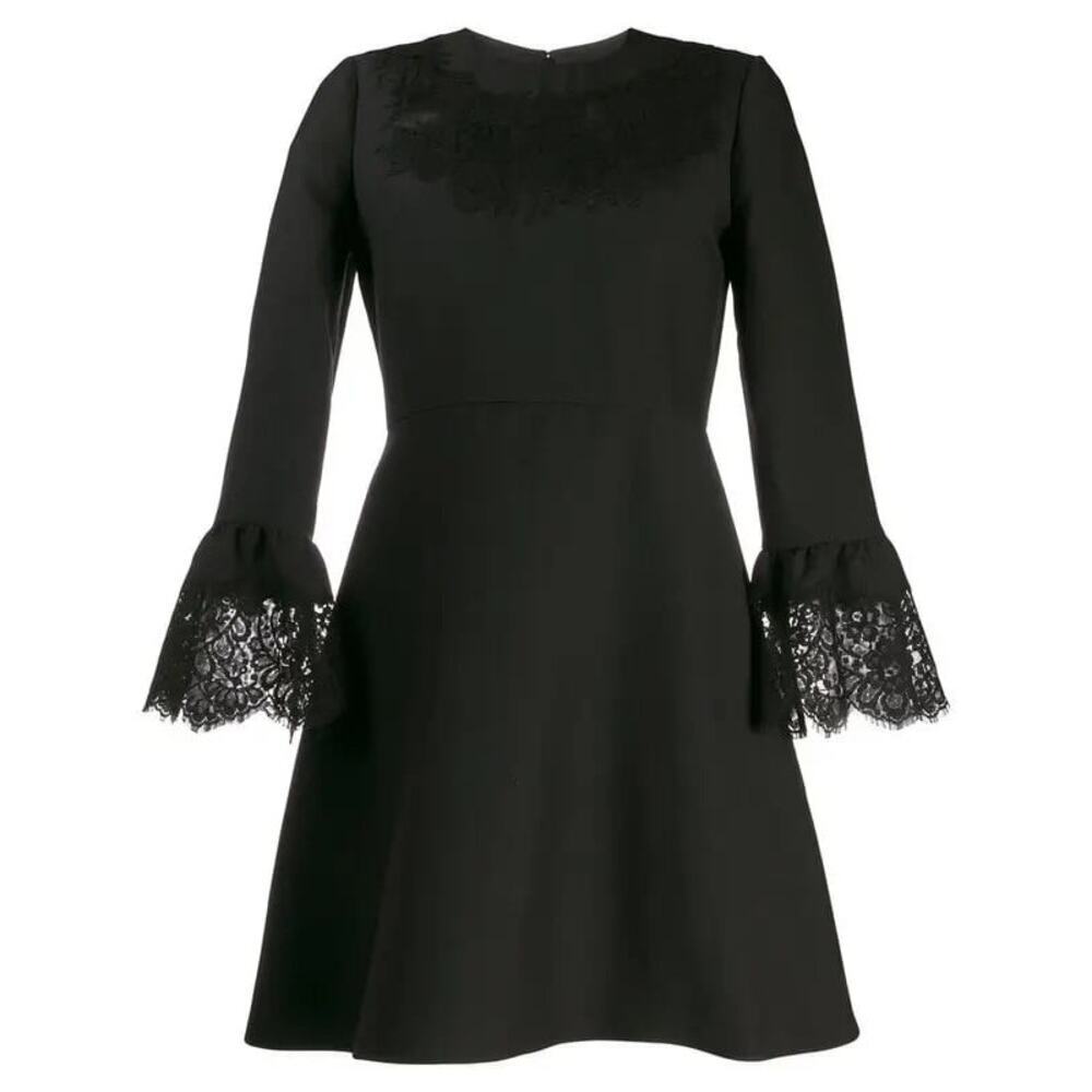 Valentino Wool & Silk Lace Trim Dress Size 2